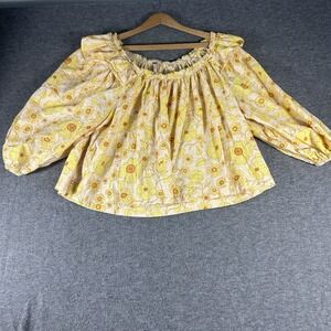REVOLVE Free People Miss Daisy Top Womens M Ruffle Floral Yellow Cottagecore
